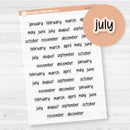 Month Name Mini Script Planner Stickers | F17 | Clear Matte | B-155-BCM