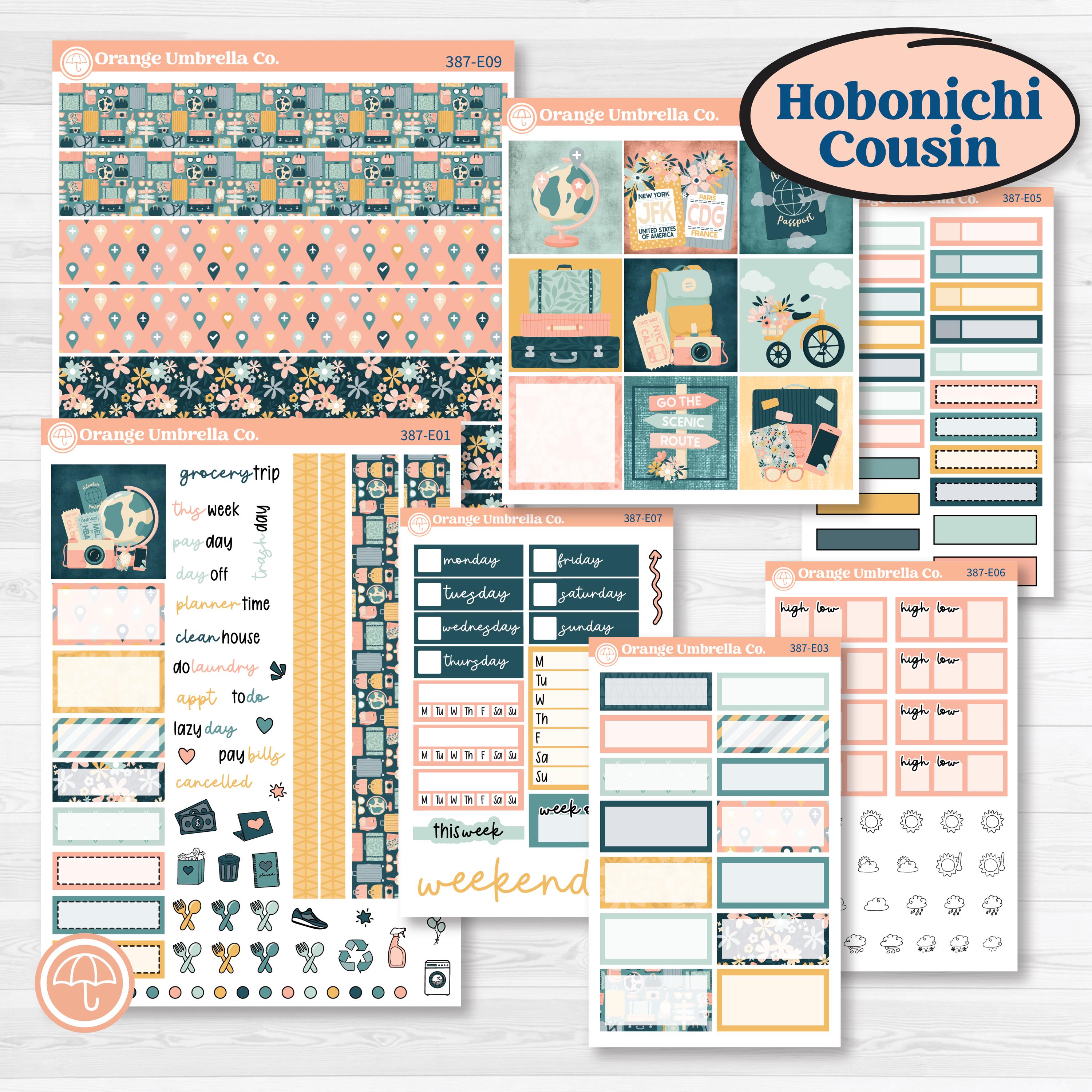 Travel Vacation Planner Kit | Hobonichi Cousin Weekly & Daily Planner Kit Stickers | Adventure Awaits | KIT-387-E