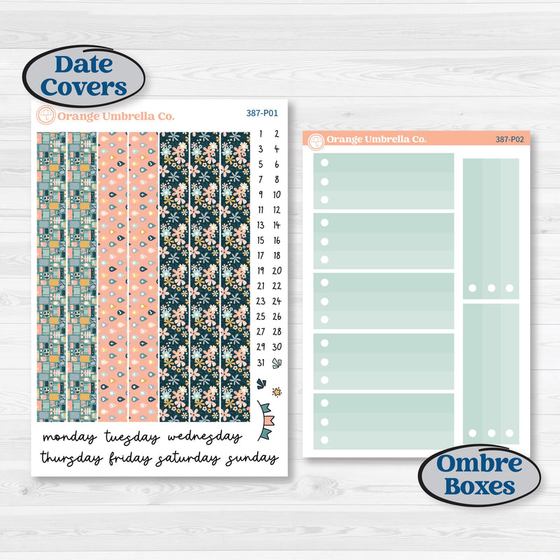 Travel Vacation Planner Kit | 7x9 Plum Daily Planner Kit Stickers | Adventure Awaits | KIT-387-P