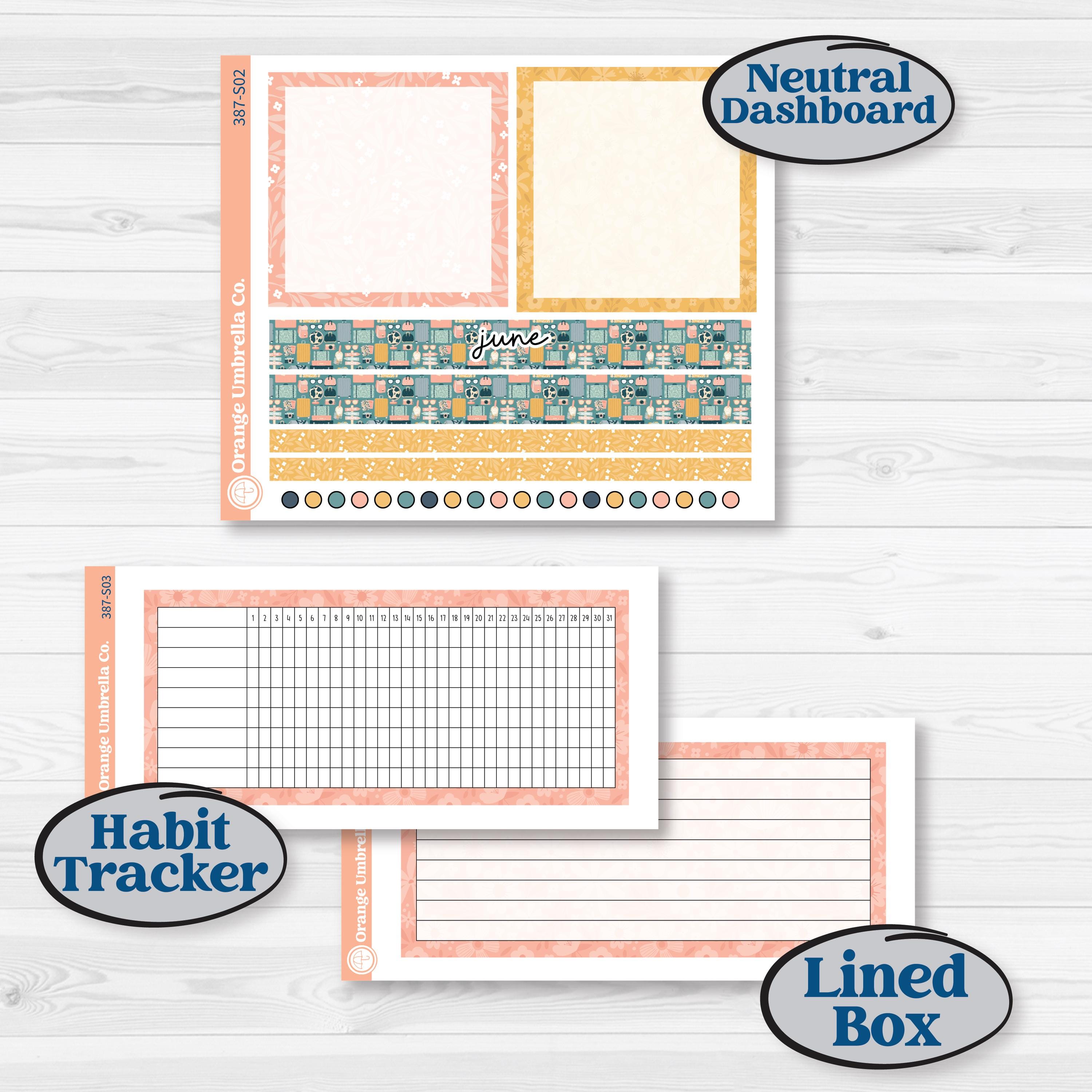 Travel Vacation Planner Kit | A5 Plum Monthly & Dashboard Planner Kit Stickers | Adventure Awaits | KIT-387-S
