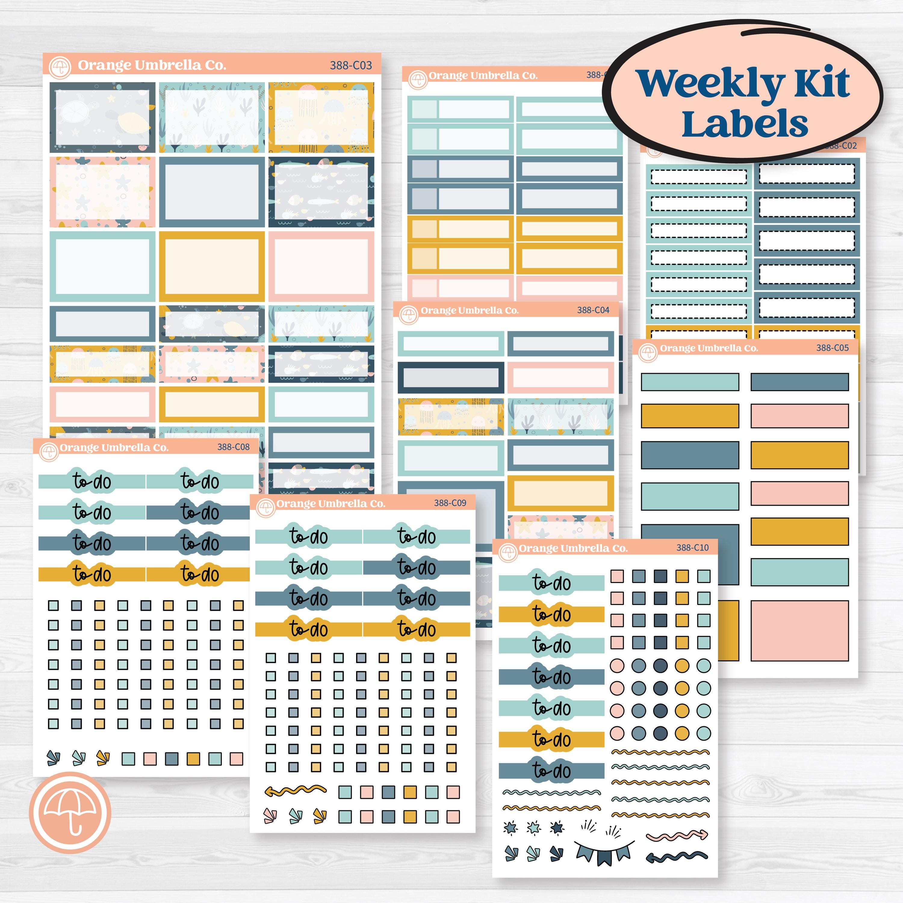 Summer Ocean Beach Kit | Weekly Add-On Labels Planner Kit Stickers | Seas the Day | KIT-388-C