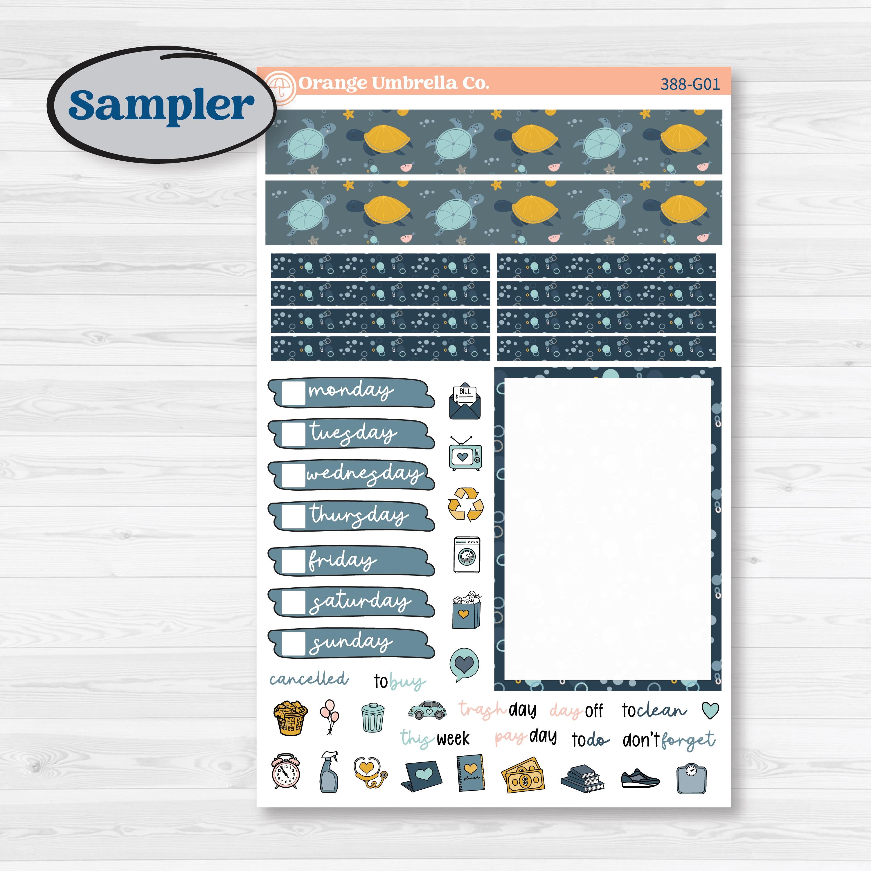Summer Ocean Beach Kit | A5 Compact Vertical Planner Kit Stickers for Erin Condren | Seas the Day | KIT-388-G