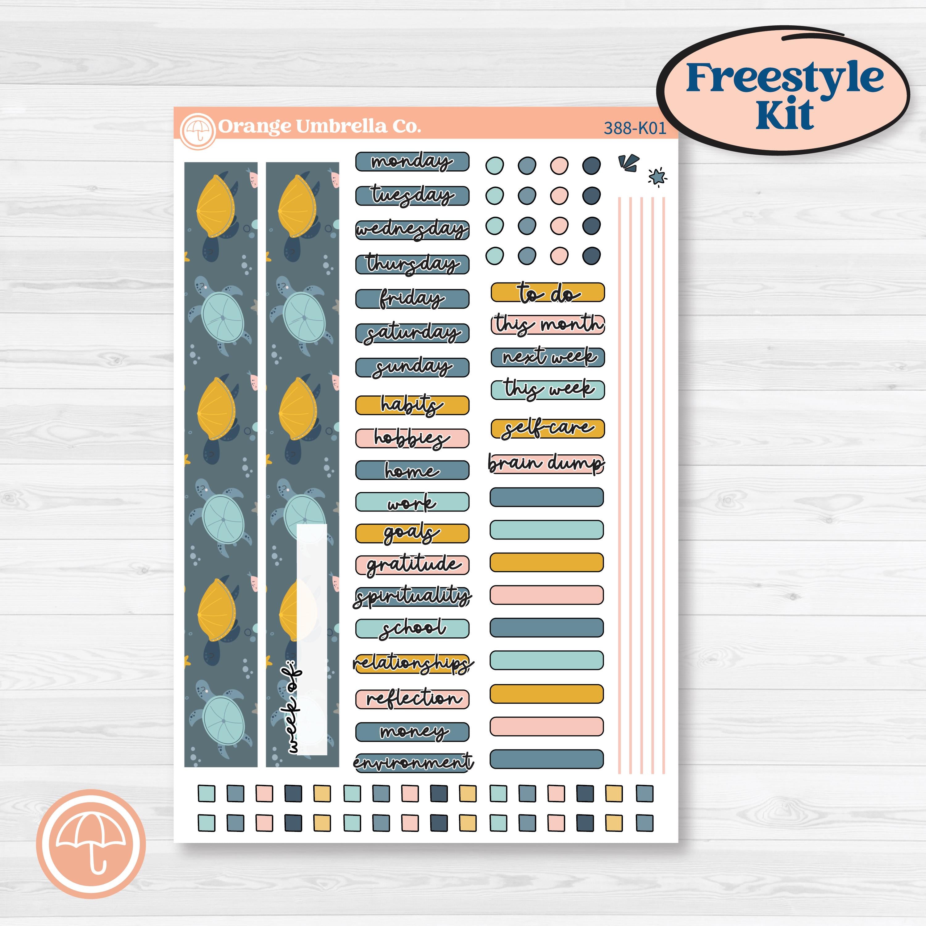 Summer Ocean Beach Kit | Freestyle Kit Any Planner Kit Stickers | Seas the Day | KIT-388-K