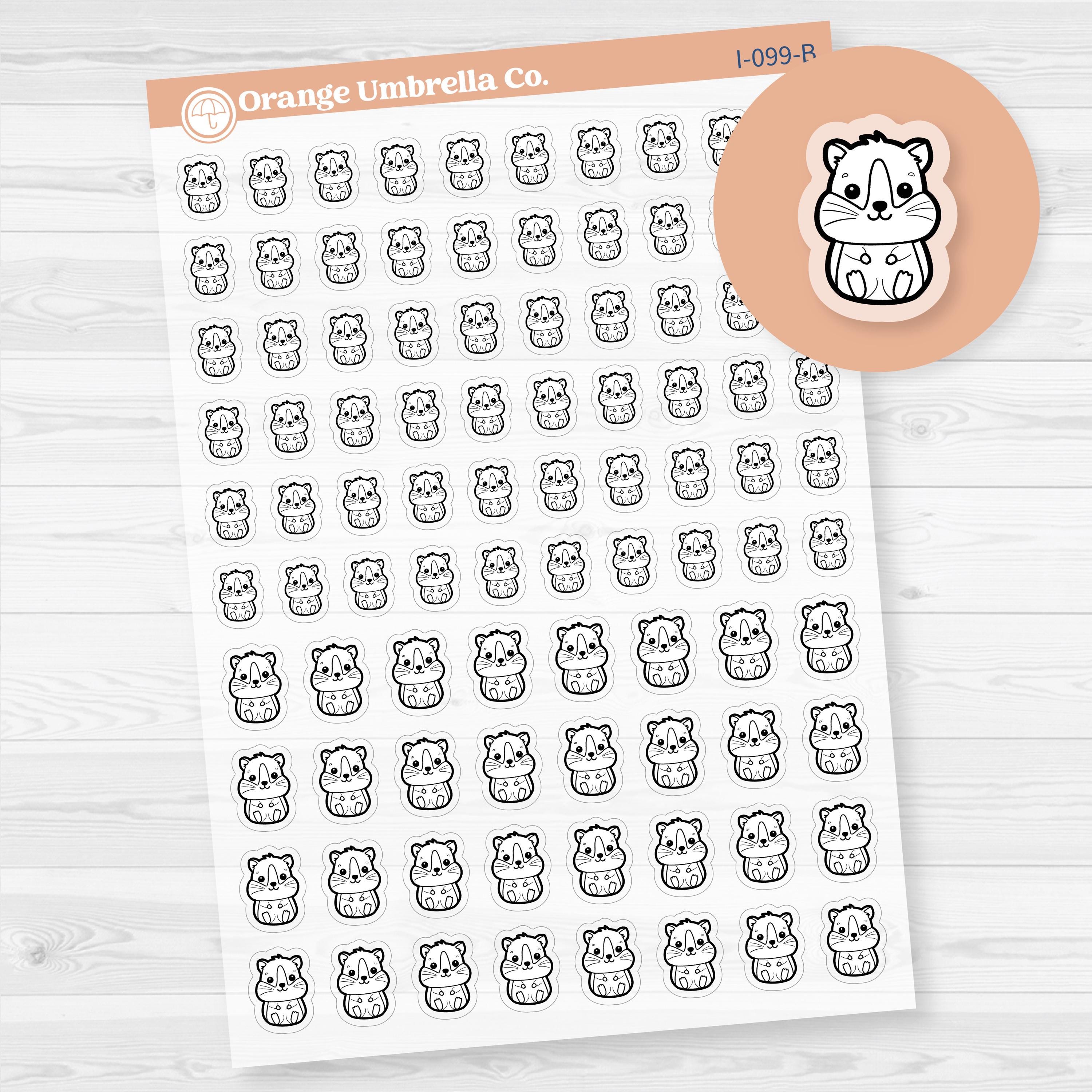Gerbil | Hamster | Guinea Pig | Hand Doodled Icons Planner Stickers | Clear Matte | I-099-BCM