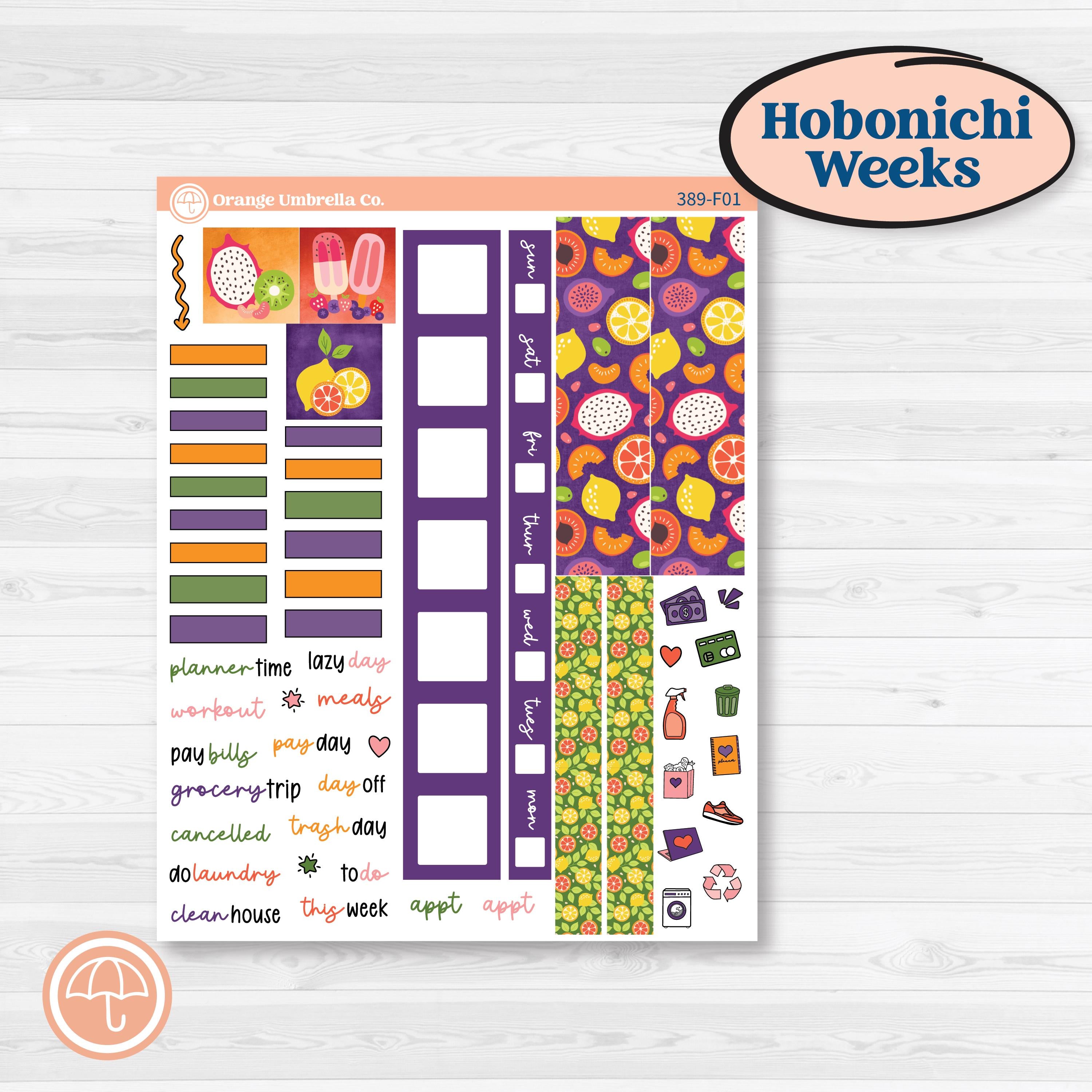 Summer Fruit Kit | Hobonichi Weeks Weekly Planner Kit Stickers | Ripe | KIT-389-F