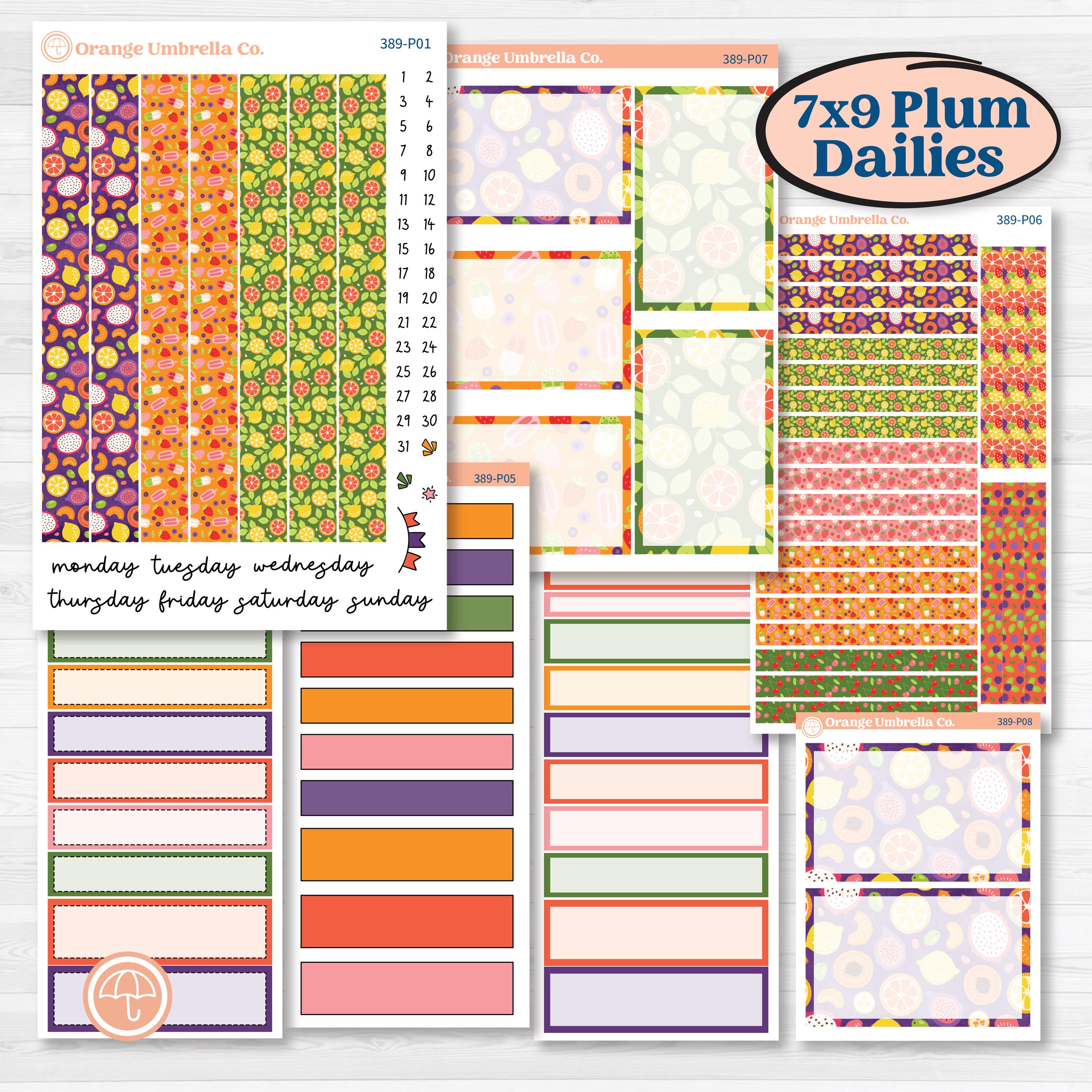 Summer Fruit Kit | 7x9 Plum Daily Planner Kit Stickers | Ripe | KIT-389-P