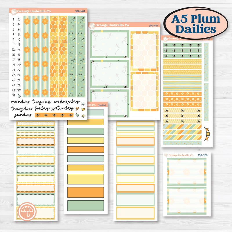 Bee Planner Kit | A5 Plum Daily Planner Kit Stickers | Buzz Off | KIT-390-N