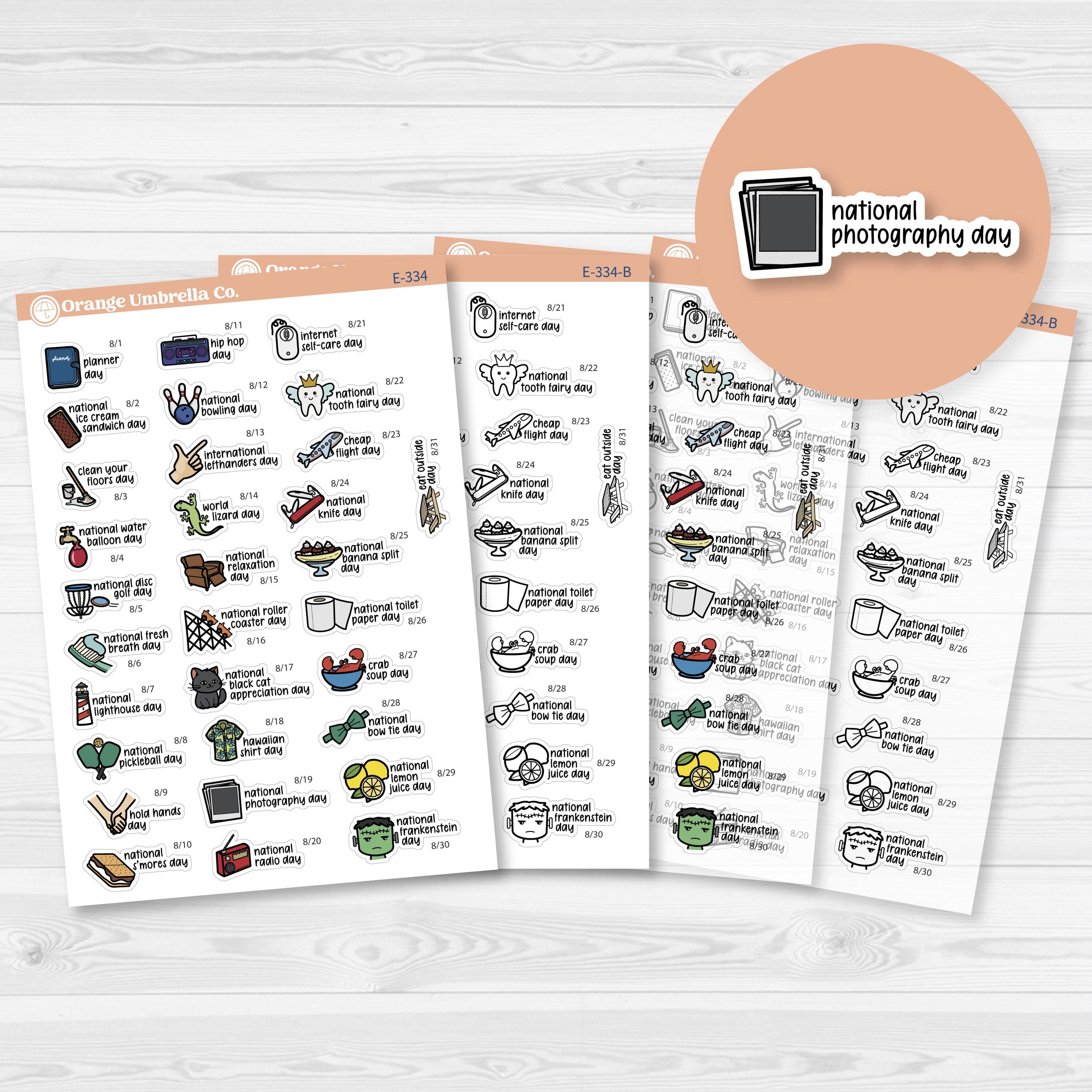 August Wacky Holidays Script Planner Stickers | F17 | E-334