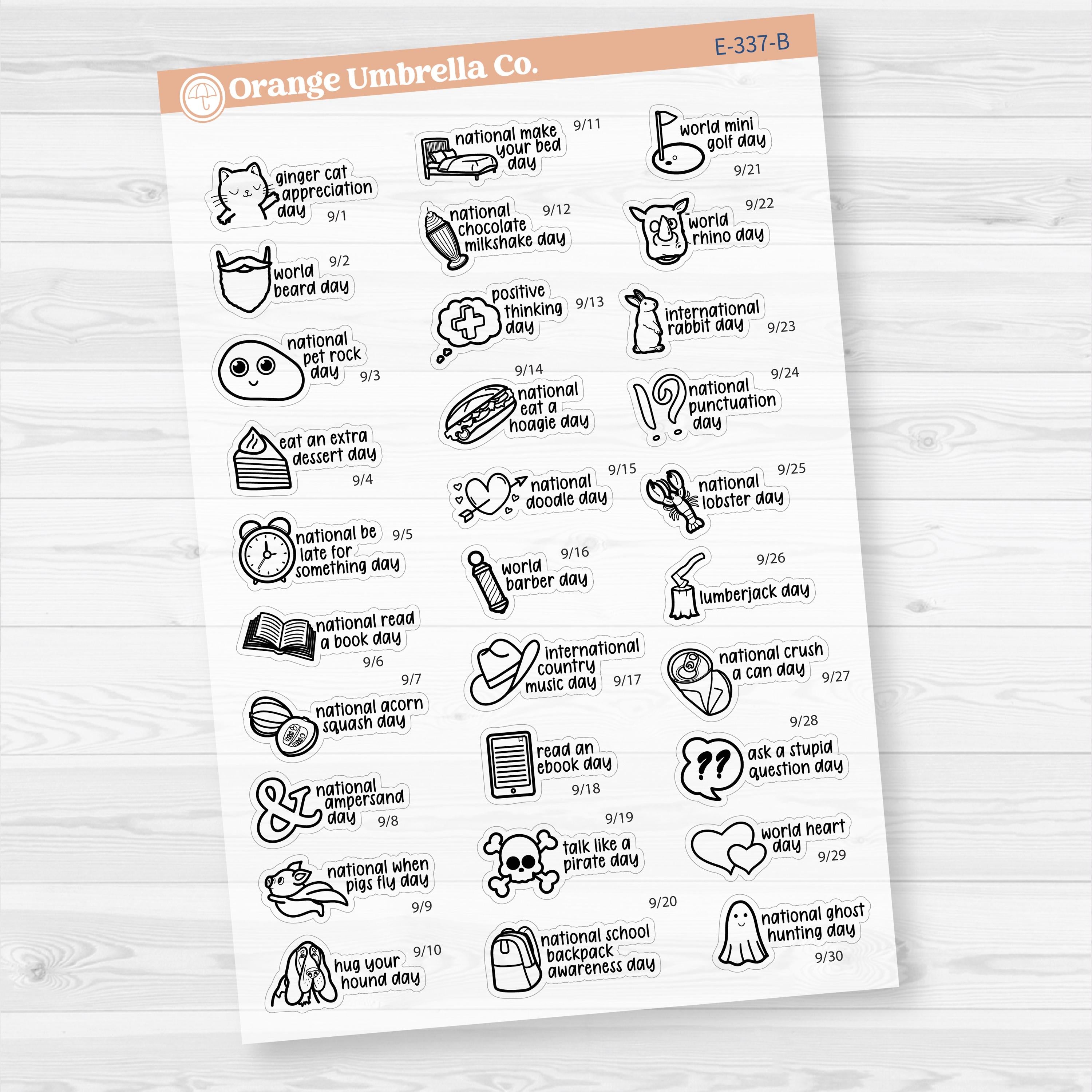 September Wacky Holidays Mini Script Planner Stickers | F17 | E-337