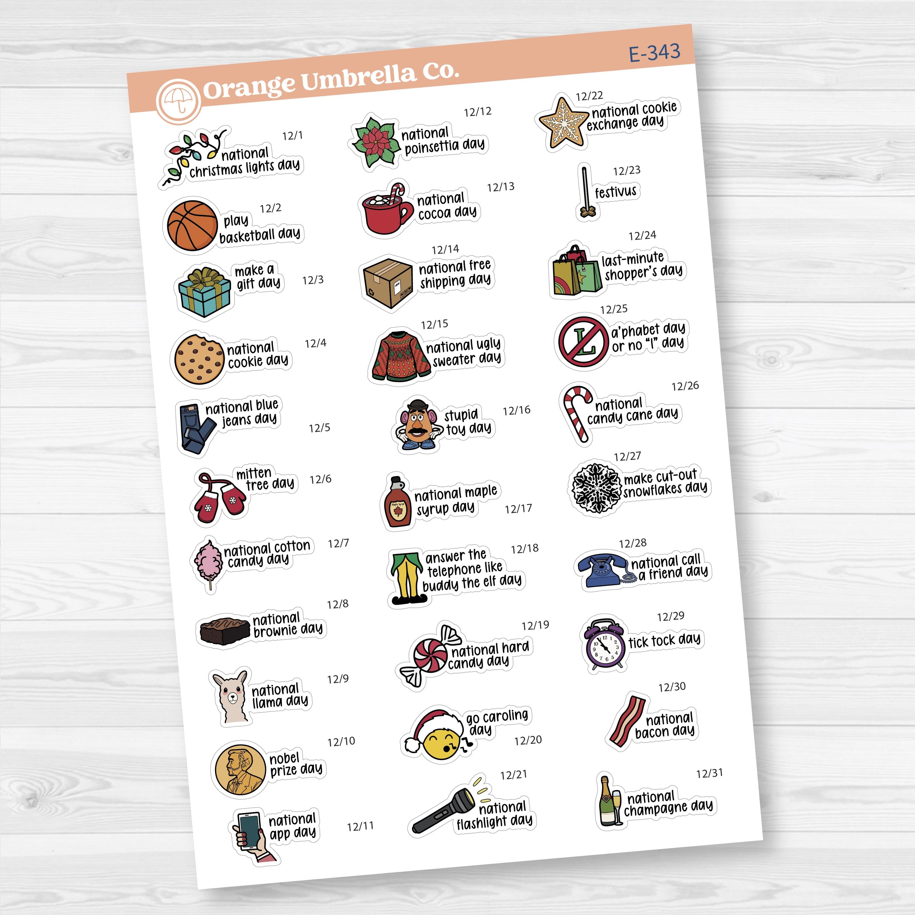 December Wacky Holidays Mini Script Planner Stickers | F17 | E-343