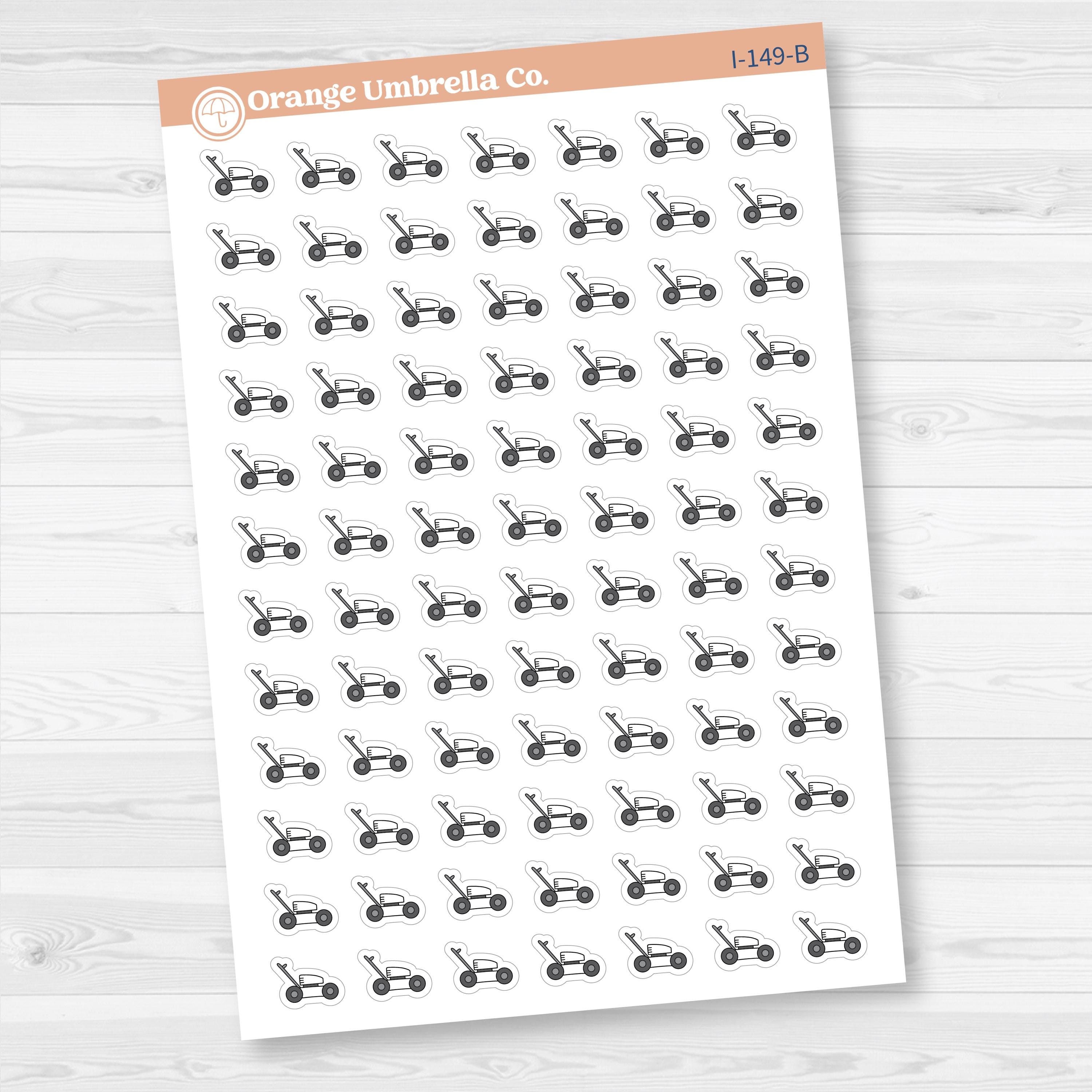 Hand Doodled Lawn Mower Icons Planner Stickers | I-149
