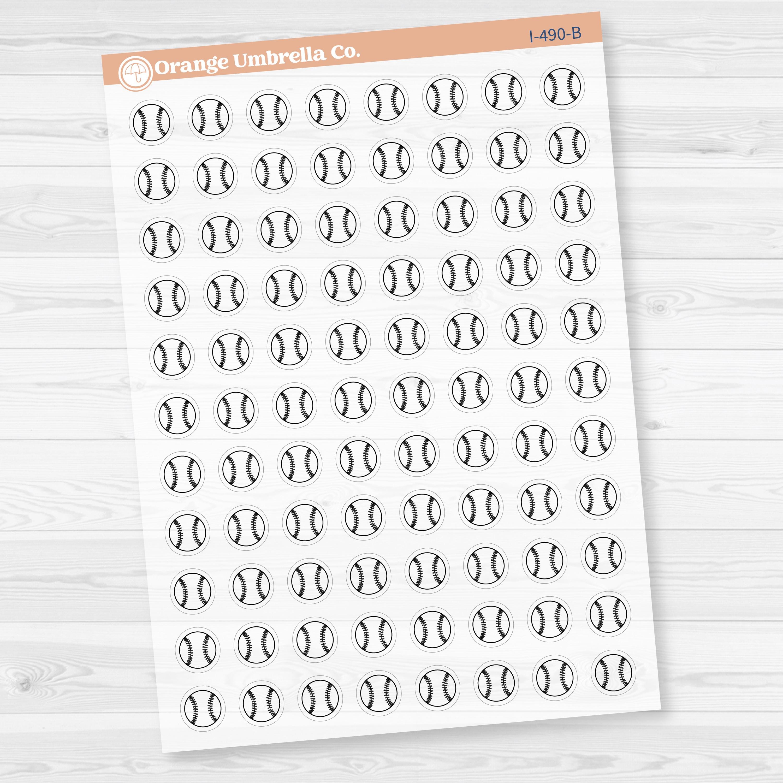 Hand Doodled Baseball Icon Planner Stickers | Clear Matte | I-490-CM