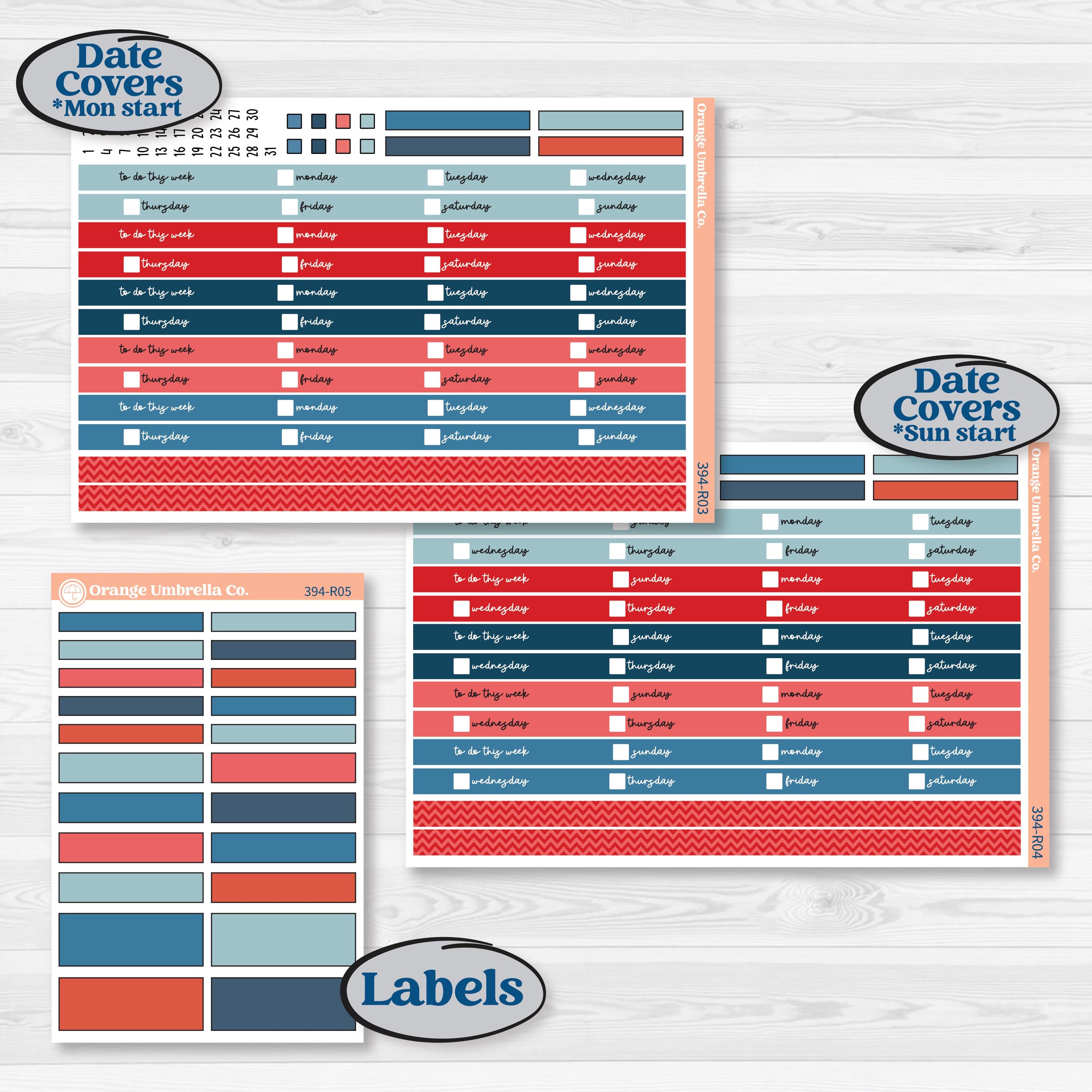 Independence Day | 4th Of July Kit | Laurel Denise Portrait Planner Kit Stickers | Freedom | KIT-394-R