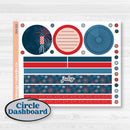 Independence Day | 4th Of July Kit | A5 Plum Monthly & Dashboard Planner Kit Stickers | Freedom | KIT-394-S