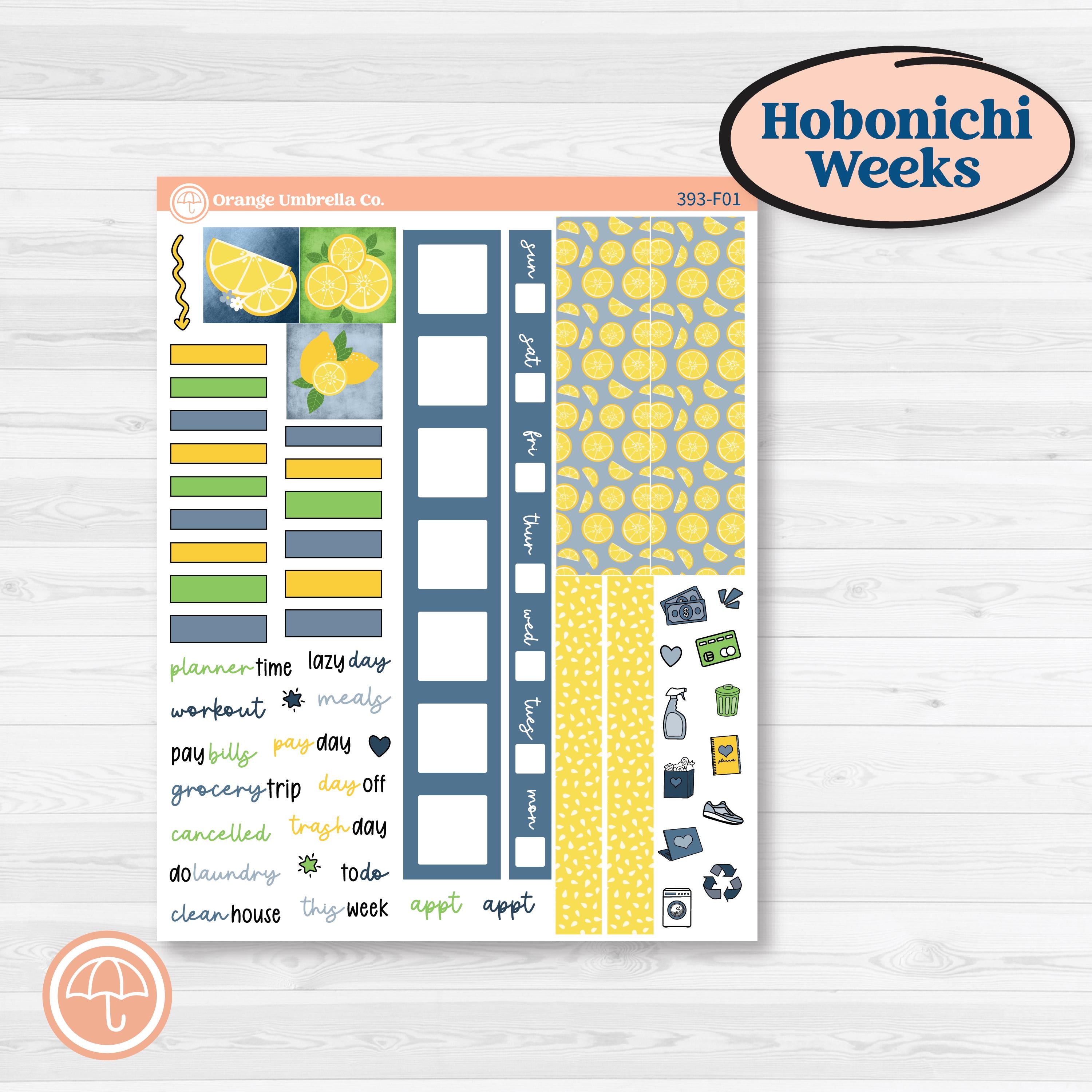 Summer Lemon Kit | Hobonichi Weeks Weekly Planner Kit Stickers | Lemon Me Know | KIT-393-F