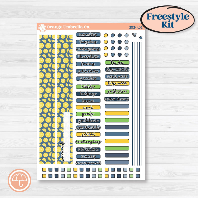 Summer Lemon Kit | Freestyle Kit Any Planner Kit Stickers | Lemon Me Know | KIT-393-K