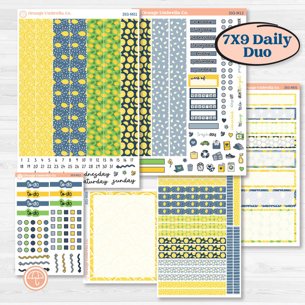 Summer Lemon Kit | 7x9 Erin Condren Daily Duo Planner Kit Stickers | Lemon Me Know | KIT-393-M