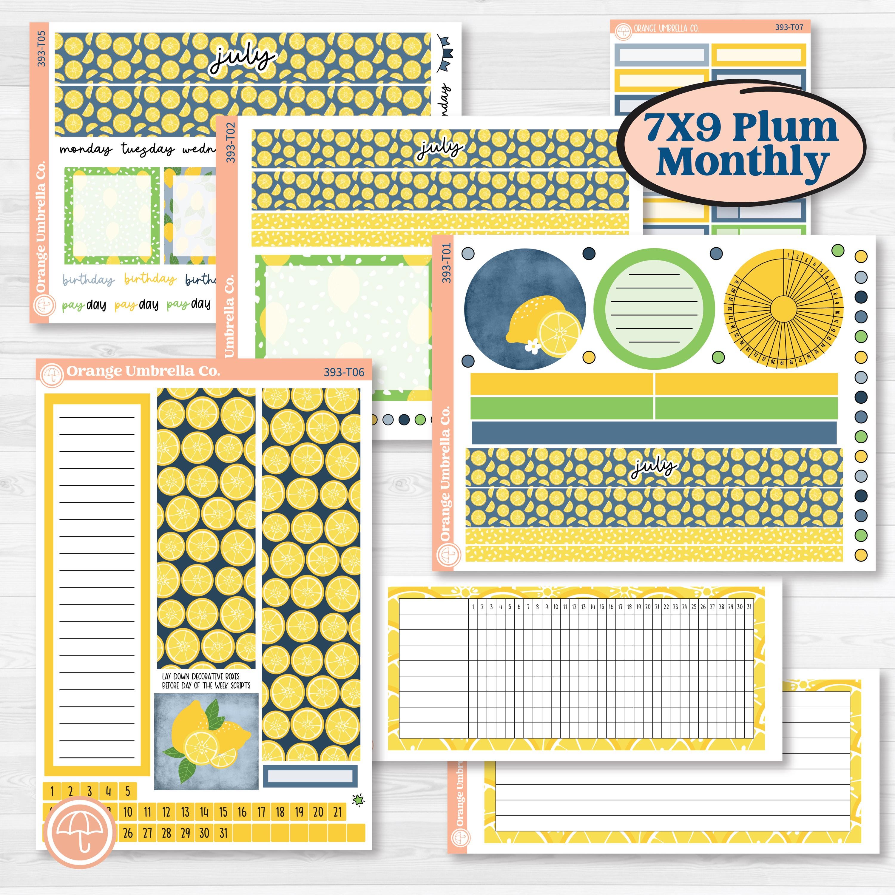 Summer Lemon Kit | 8.5x11 Plum Monthly & Dashboard Planner Kit Stickers | Lemon Me Know | KIT-393-U