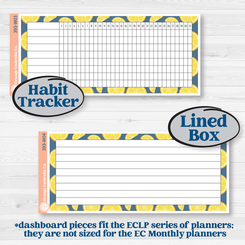 Summer Lemon Kit | 7x9 Erin Condren Life Planner Monthly & Dashboard Sticker Kit | 2024-2025 Planners | Lemon Me Know | KIT-393-W