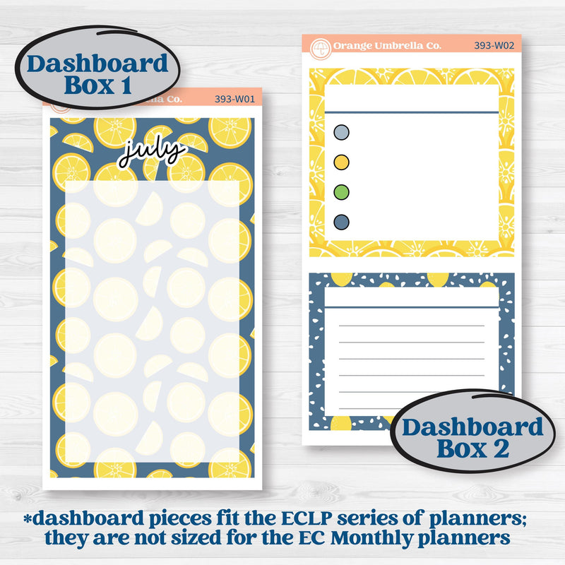 Summer Lemon Kit | 7x9 Erin Condren Life Planner Monthly & Dashboard Sticker Kit | 2024-2025 Planners | Lemon Me Know | KIT-393-W