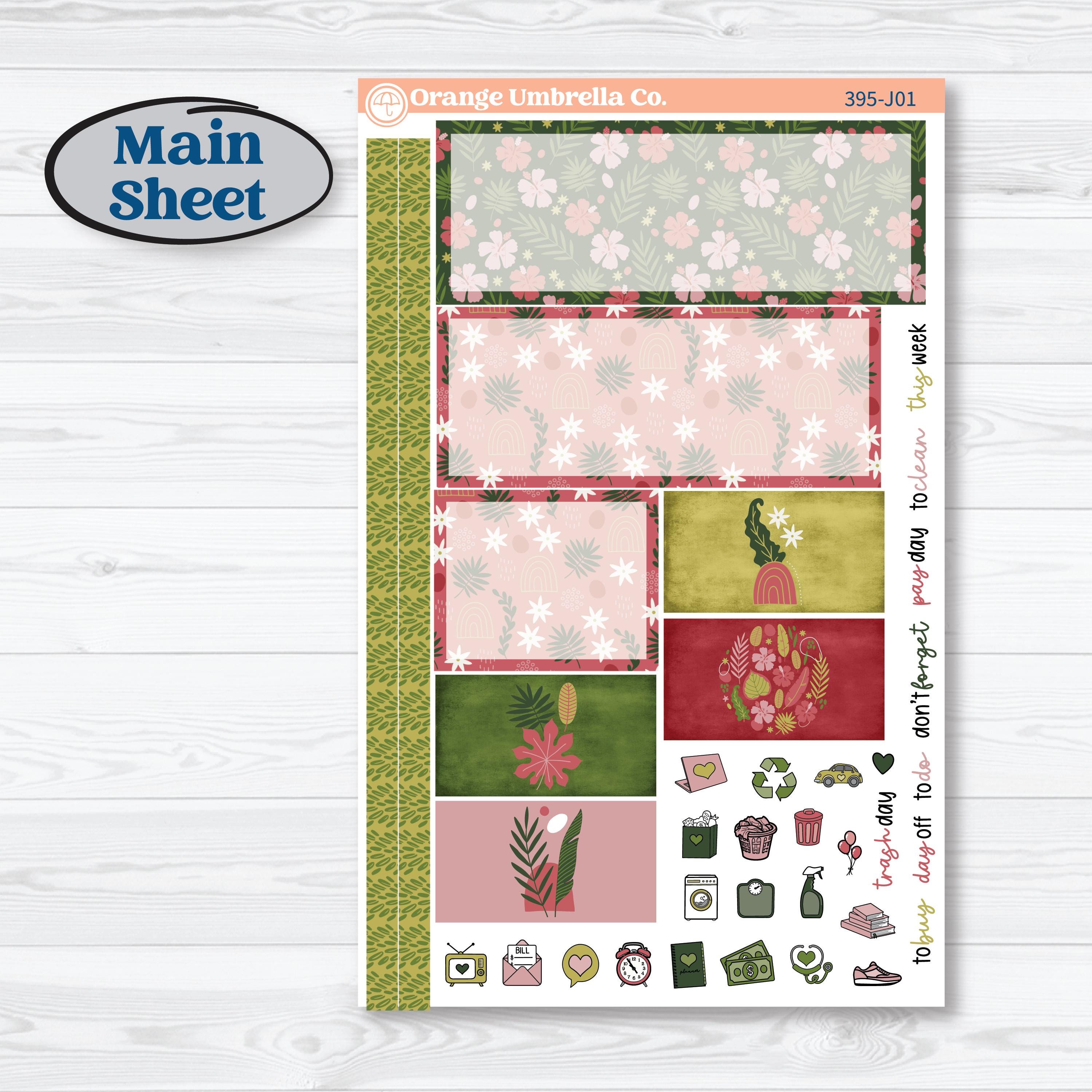 Tropical Summer Kit | Plum Vertical Priorities 7x9 Planner Kit Stickers | Borneo | KIT-395-J