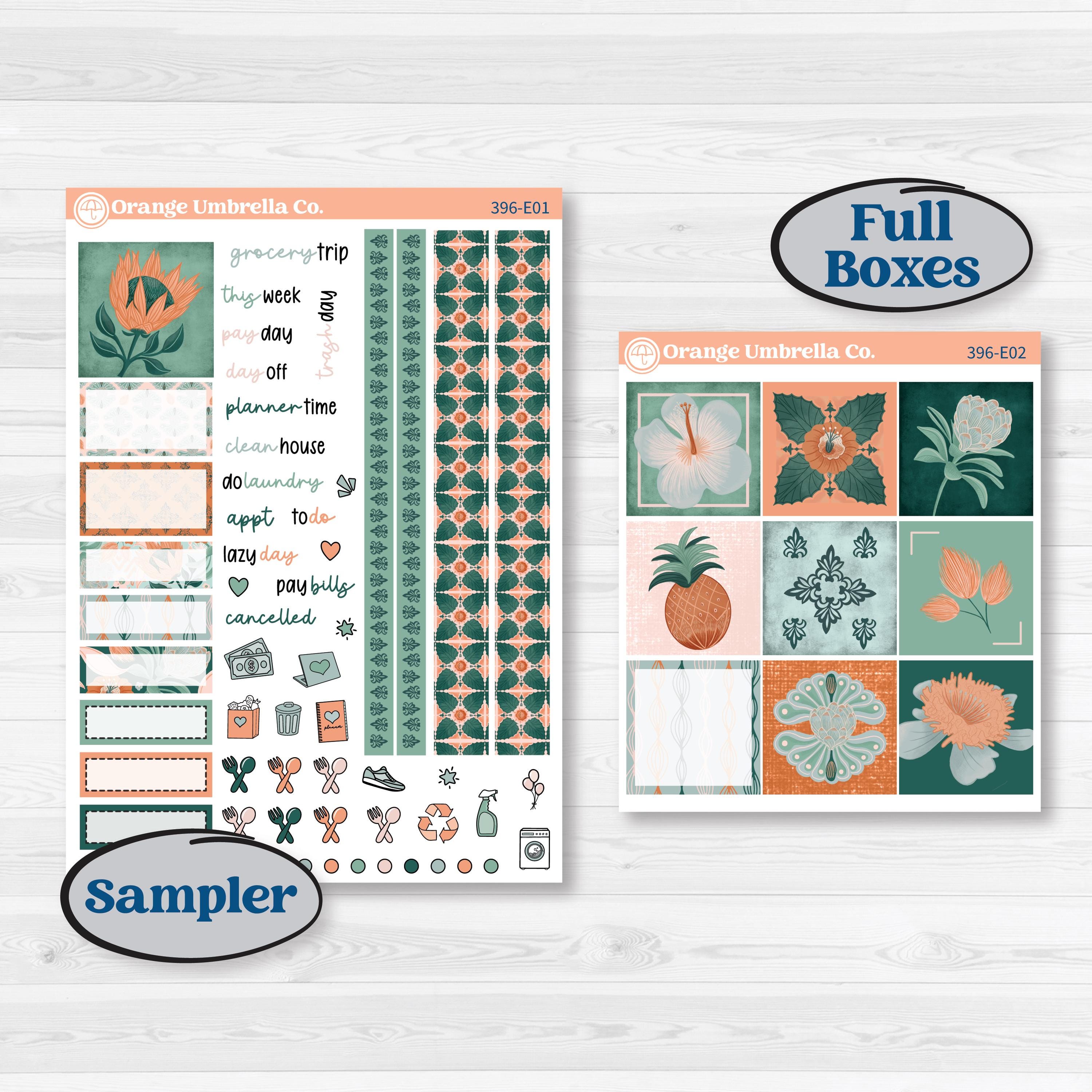 Floral Tropical Summer Kit | Hobonichi Cousin Weekly & Daily Planner Kit Stickers | Hawaii | KIT-396-E