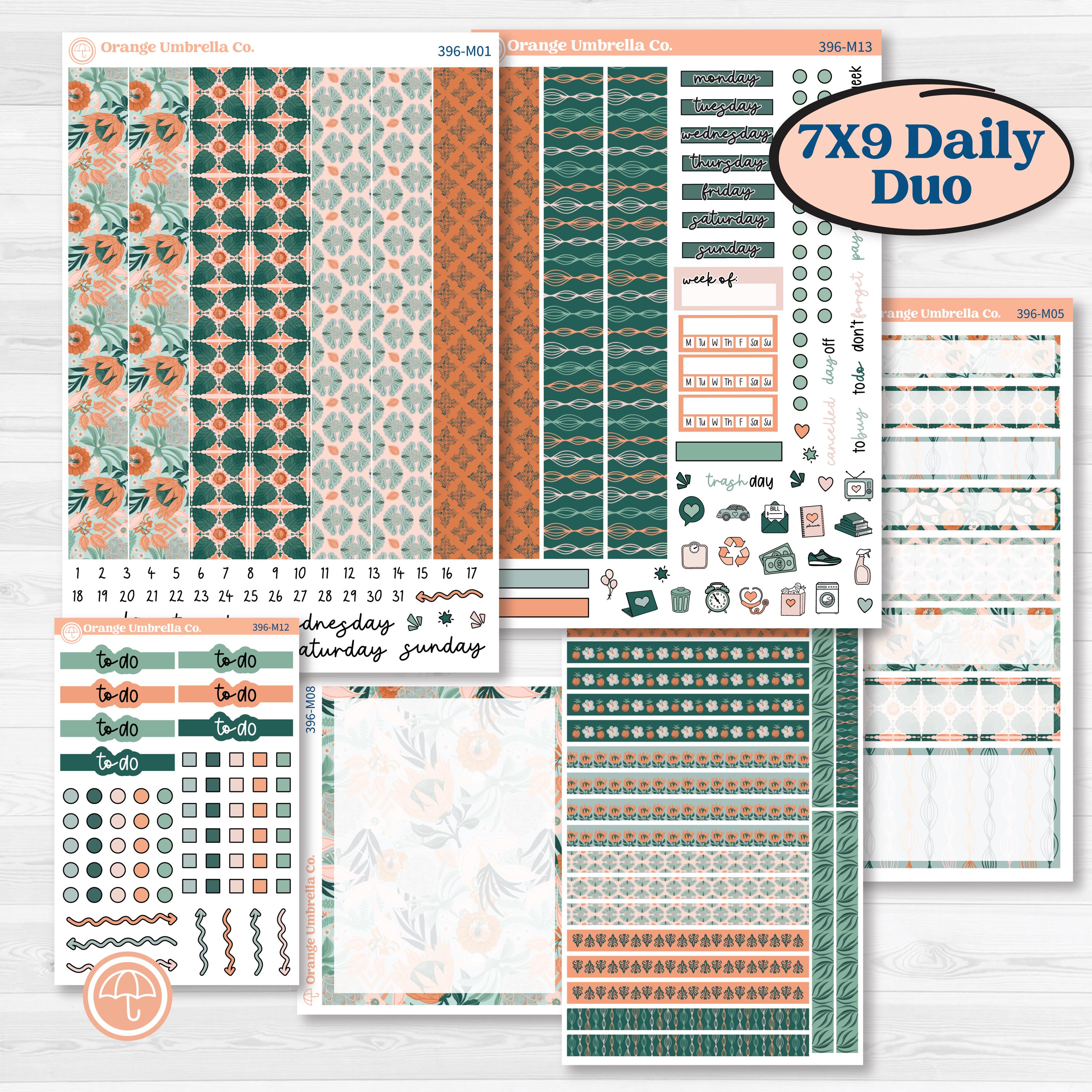Floral Tropical Summer Kit | 7x9 Erin Condren Daily Duo Planner Kit Stickers | Hawaii | KIT-396-M