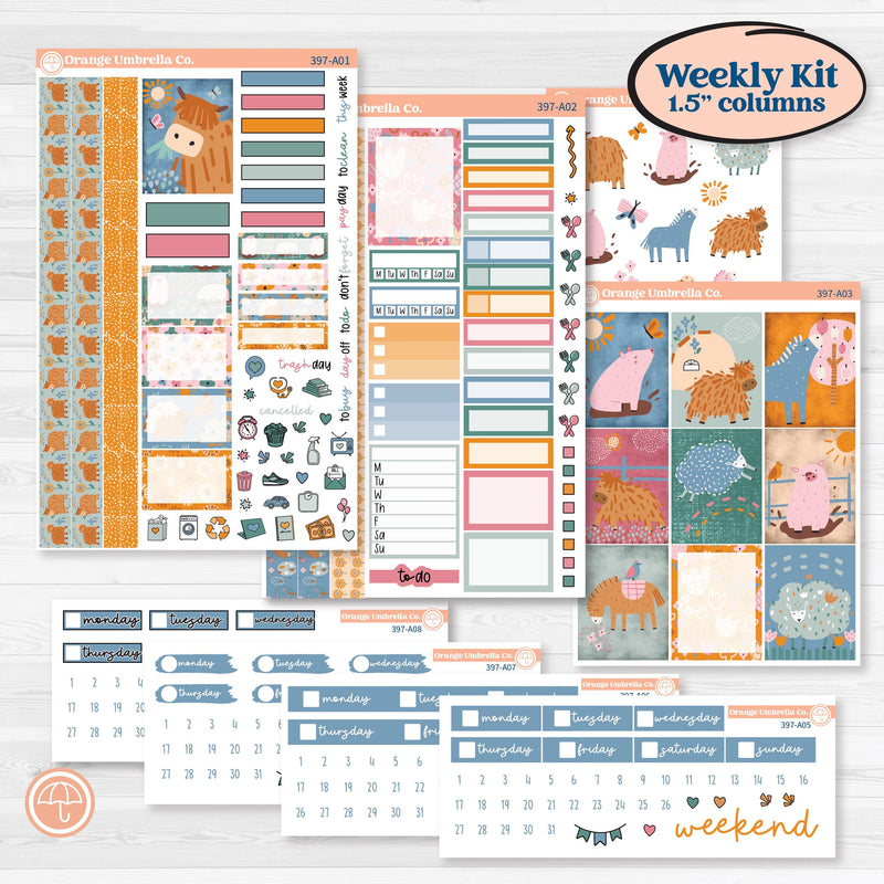 Cow Farm Kit | Weekly Sticker Kit for Vertical Planners like Erin Condren | Legen-dairy | KIT-397-A