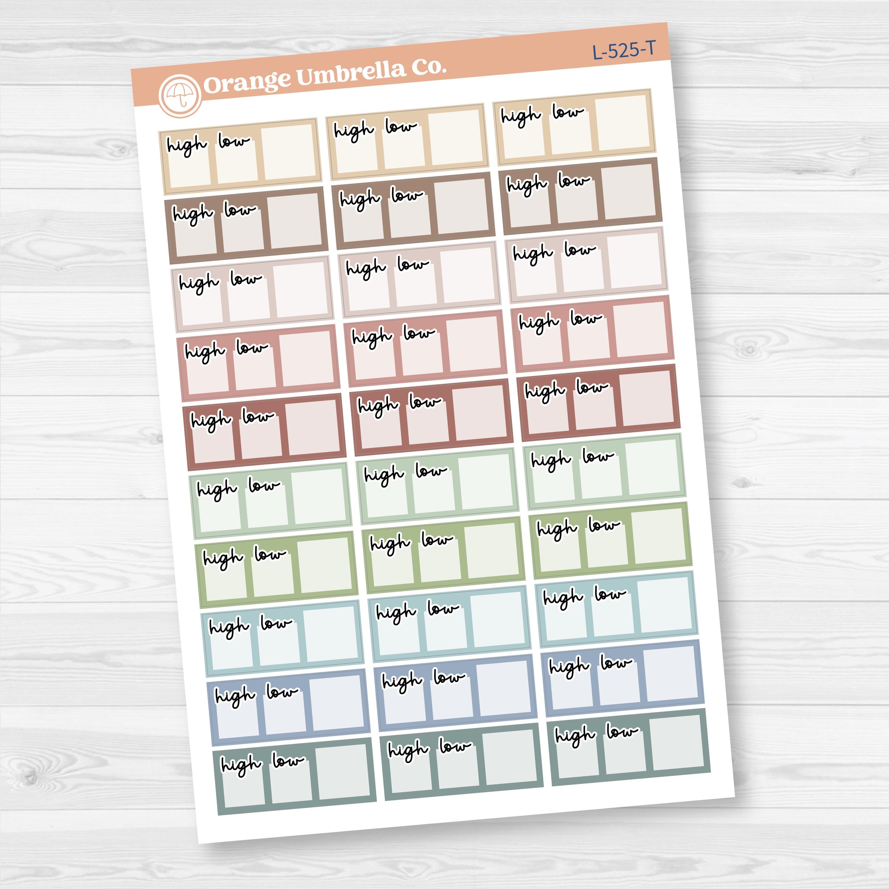 2025 Kit Weather Trackers for Hobonichi Cousin Planner Stickers | F17 | L-525