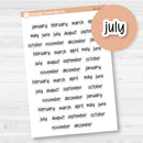 Month Name Mini Script Planner Stickers | F17 | B-155-B