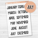 Months Planner Stickers; Large Sized | F8 | Clear Matte | B-219-BCM