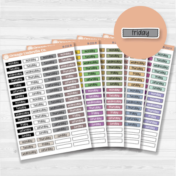 Washi Tape Days of the week Day Of the Week Planner Stickers | F17 | B-222