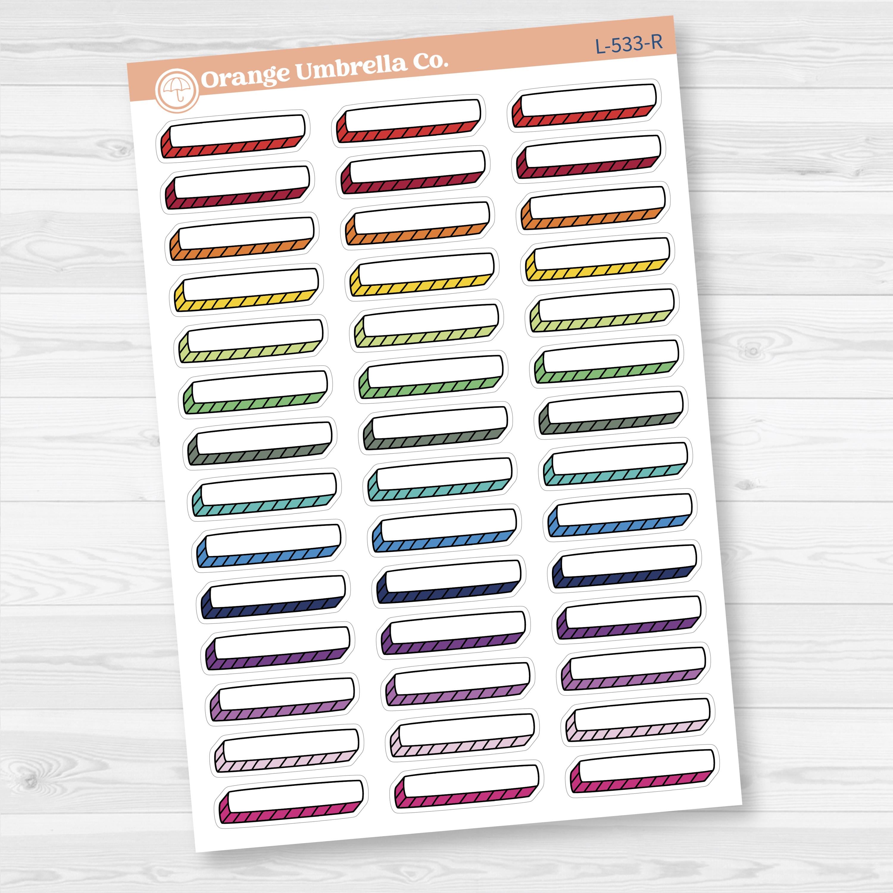 Hand Doodled Hobonichi Cousin Drop Shadow Label Box Planner Stickers | L-533