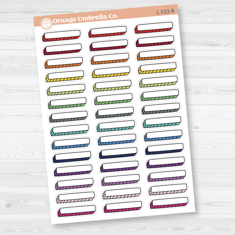 Hand Doodled Hobonichi Cousin Drop Shadow Label Box Planner Stickers | L-533