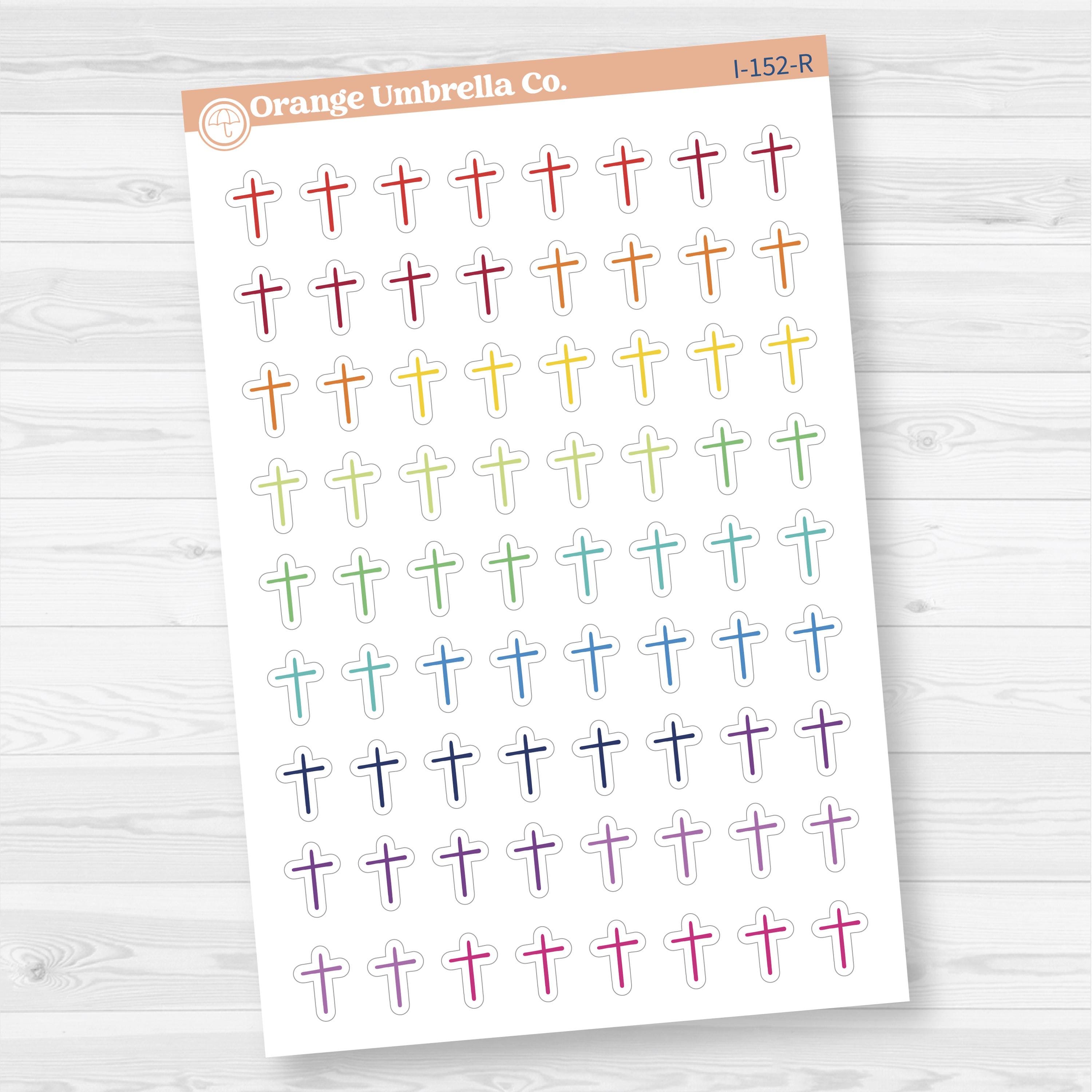 Micro Cross Church Icons Planner Stickers | Church Calendar Labels | I-152