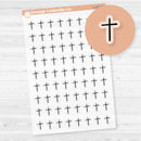 Micro Cross Church Icons Planner Stickers | Church Calendar Labels | Clear Matte | I-152-BCM