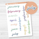 Month Name Planner Stickers | 7x9, 8.5x11 ECLP | 2025-2026 Colors | F17 | EC-177