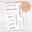Month Name Planner Stickers | 7x9, 8.5x11 ECLP | 2025-2026 Colors | F17 | Clear Matte | EC-177-CM