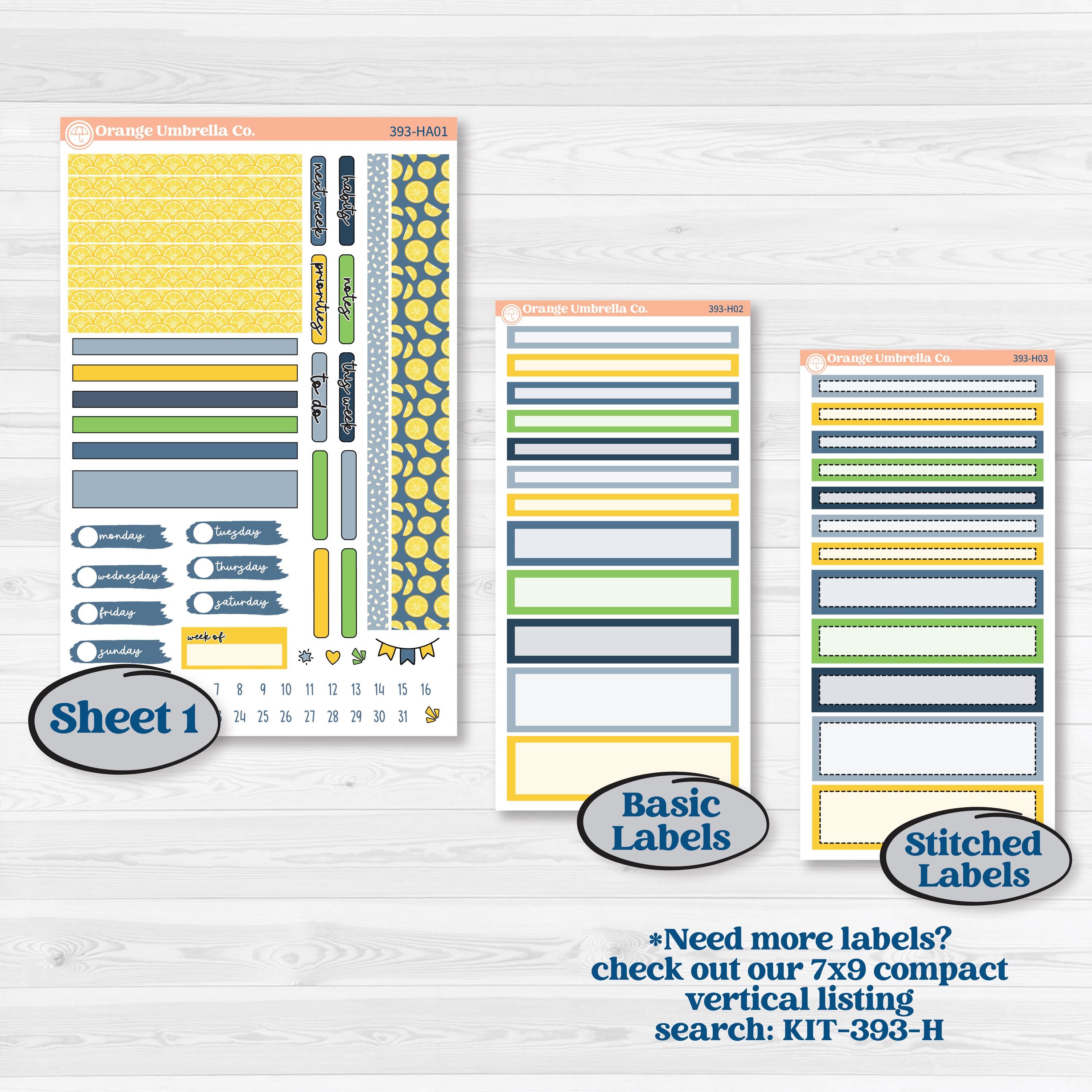 Summer Lemon Kit | Erin Condren Weekly Dashboard Planner Kit Stickers | Lemon Me Know | KIT-394-HA