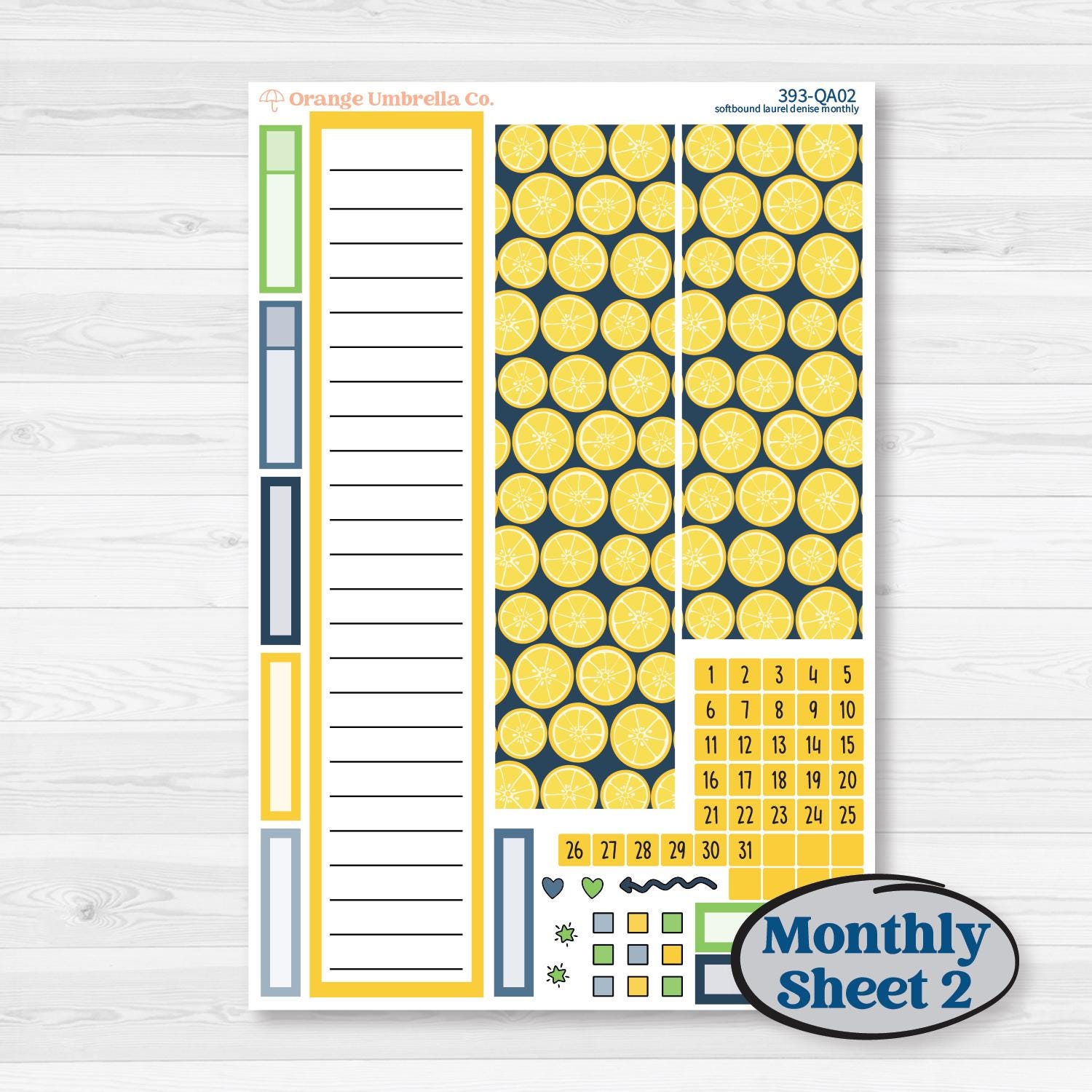 Summer Lemon Kit | Laurel Denise Softbound Monthly Planner Sticker Kit | Vertical & Horizontal | Lemon Me Know | KIT-393-QA