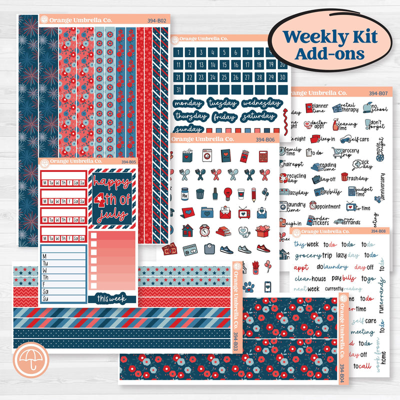 Independence Day | 4th Of July Kit | Weekly Add-On Planner Kit Stickers | Freedom | KIT-394-B