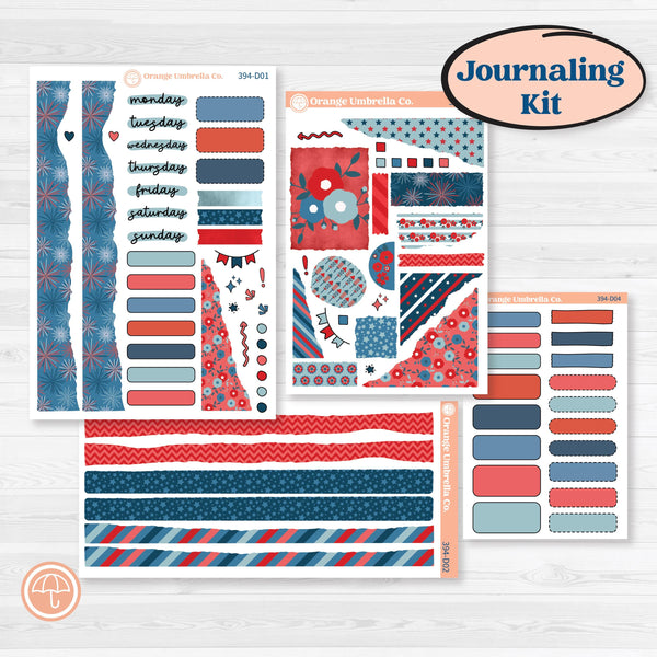 Independence Day | 4th Of July Kit | Journaling Kit Planner Stickers | Freedom | KIT-394-D