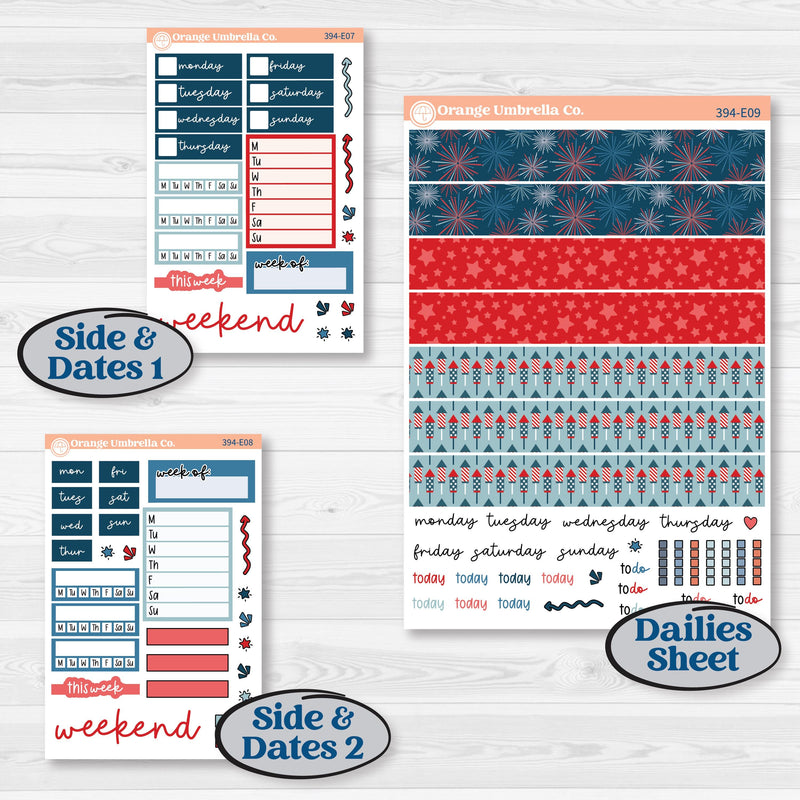 Independence Day | 4th Of July Kit | Hobonichi Cousin Weekly & Daily Planner Kit Stickers | Freedom | KIT-394-E