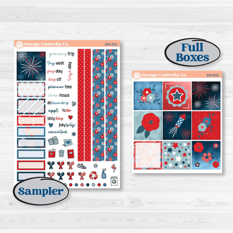 Independence Day | 4th Of July Kit | Hobonichi Cousin Weekly & Daily Planner Kit Stickers | Freedom | KIT-394-E