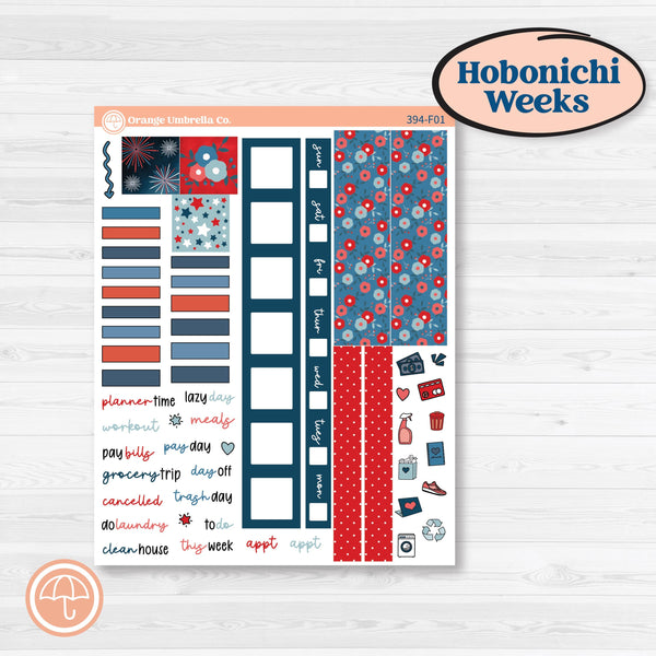 Independence Day | 4th Of July Kit | Hobonichi Weeks Weekly Planner Kit Stickers | Freedom | KIT-394-F
