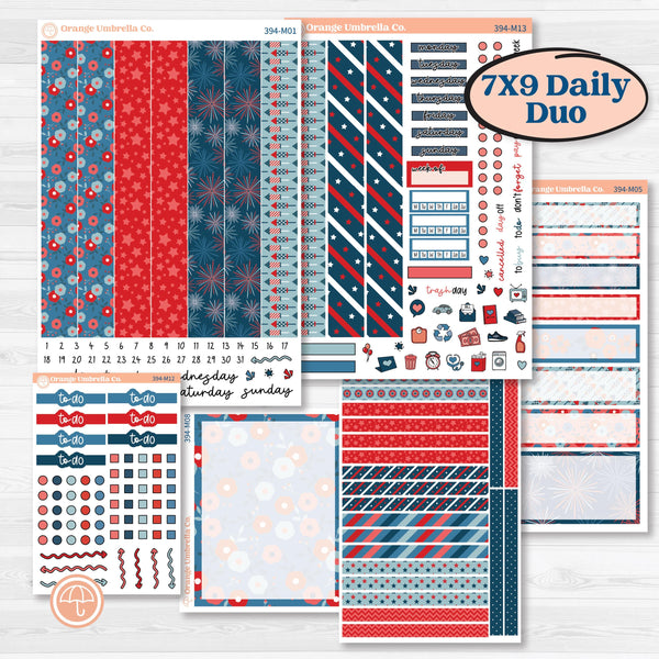 Independence Day | 4th Of July Kit | 7x9 Erin Condren Daily Duo Planner Kit Stickers | Freedom | KIT-394-M