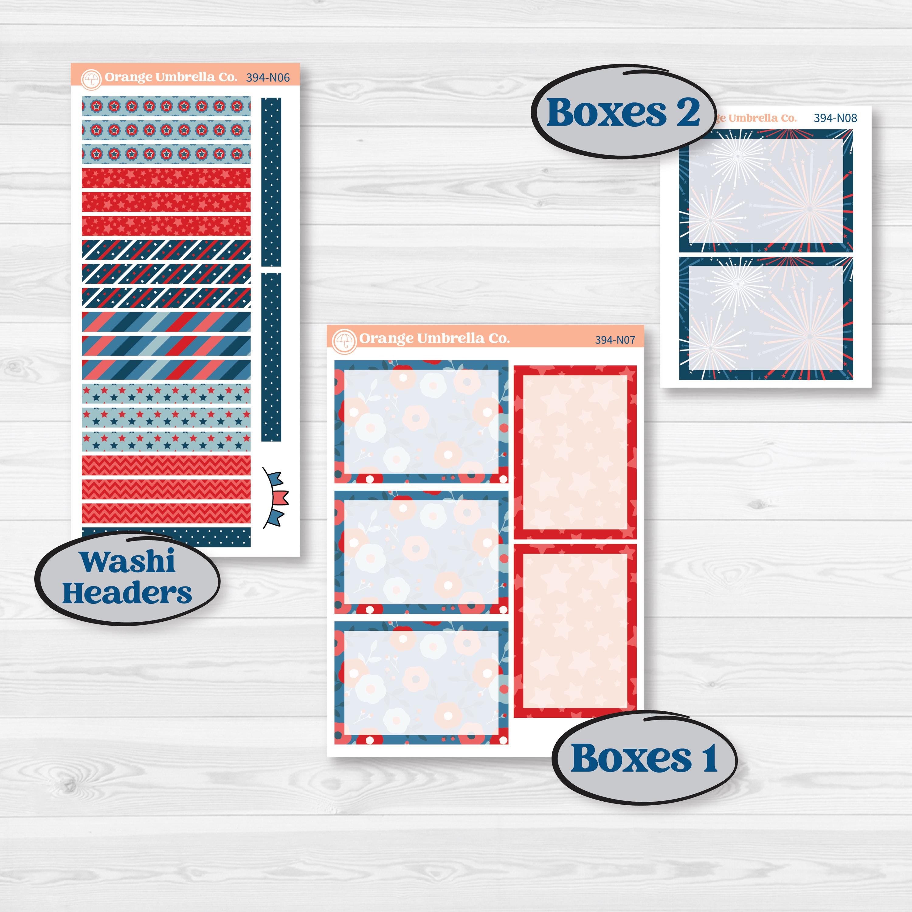 Independence Day | 4th Of July Kit | A5 Plum Daily Planner Kit Stickers | Freedom | KIT-394-N