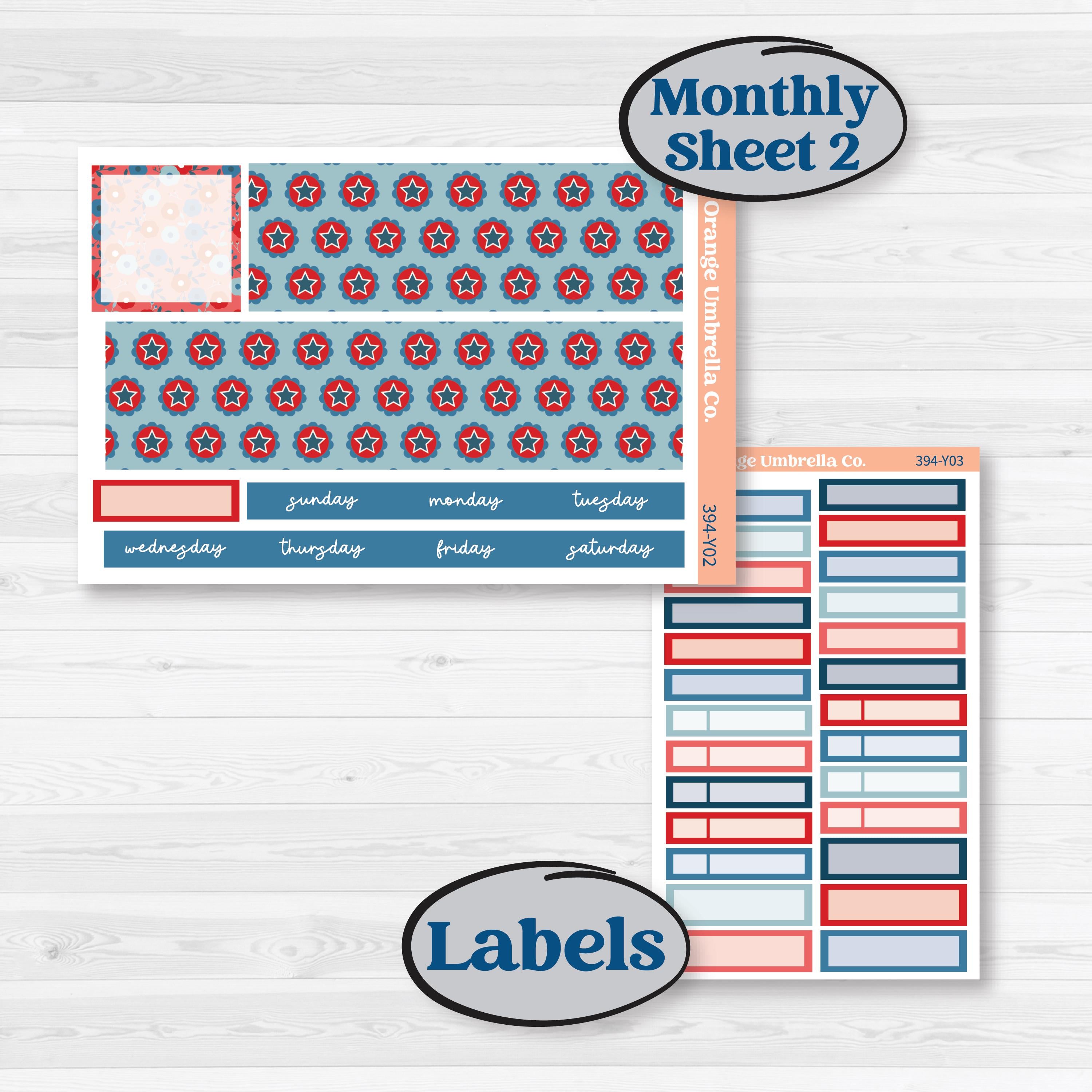 Independence Day | 4th Of July Kit | Hobonichi Cousin Monthly Planner Kit Stickers | Freedom | KIT-394-Y