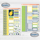 Summer Lemon Kit | Weekly Sticker Kit for Vertical Planners like Erin Condren | Lemon Me Know | KIT-393-A