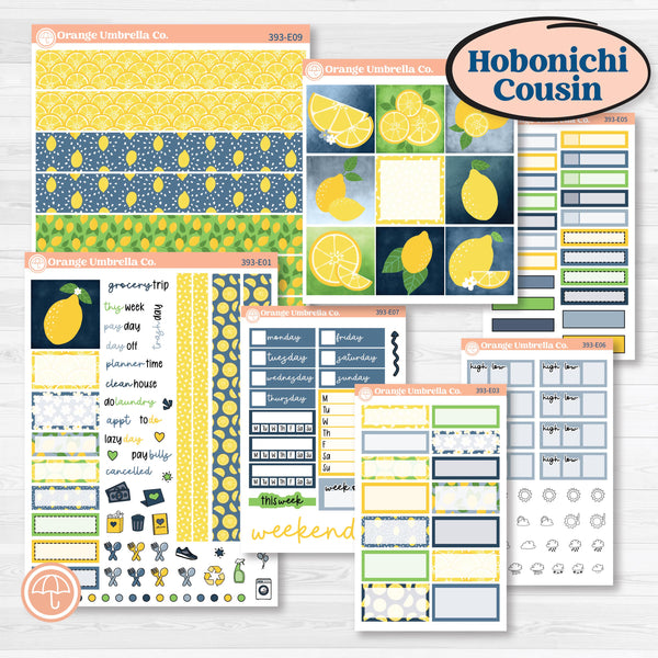Summer Lemon Kit | Hobonichi Cousin Weekly & Daily Planner Kit Stickers | Lemon Me Know | KIT-393-E